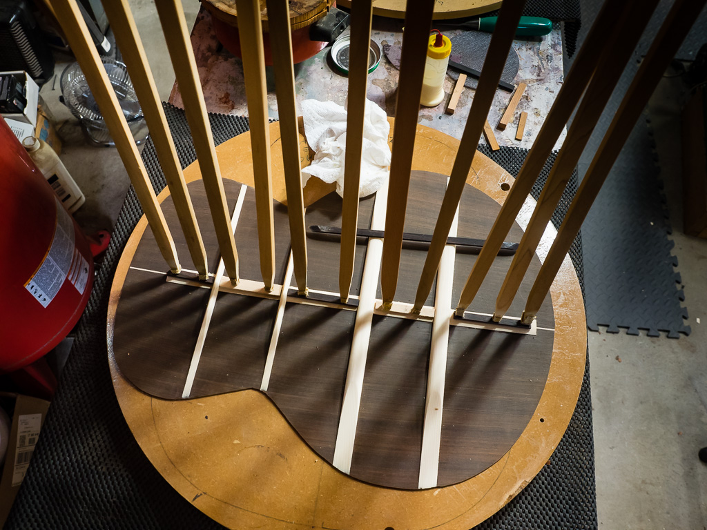 Gluing on the center strip reinforcement.